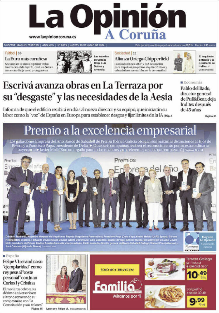 Portada de La Opinión de A Coruña (España)