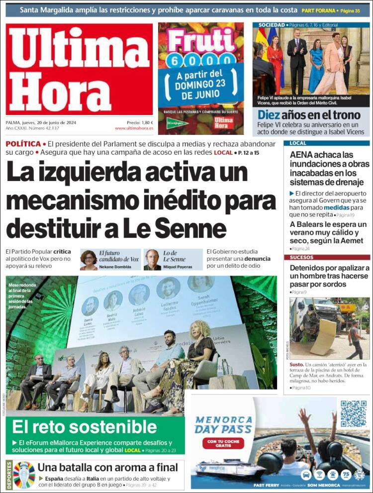 Portada de Última Hora (España)