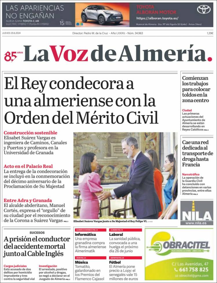 Portada de La Voz de Almería (España)