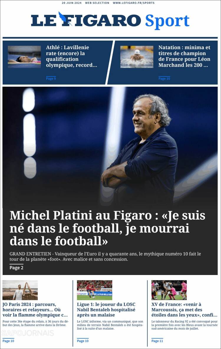 Portada de Le Figaro Sport (Francia)