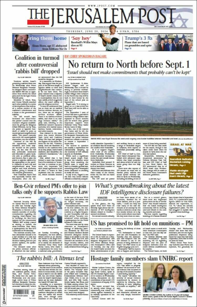 Portada de The Jerusalem Post (Israel)