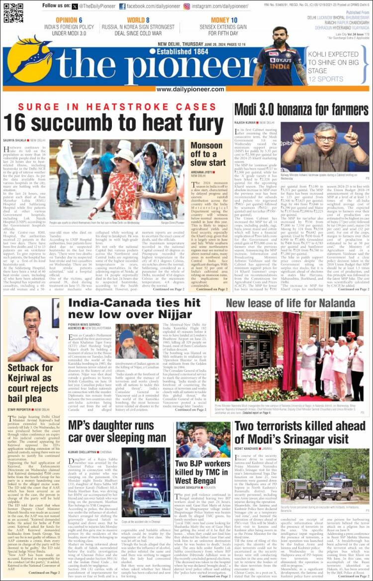 Portada de The Pioneer (India)