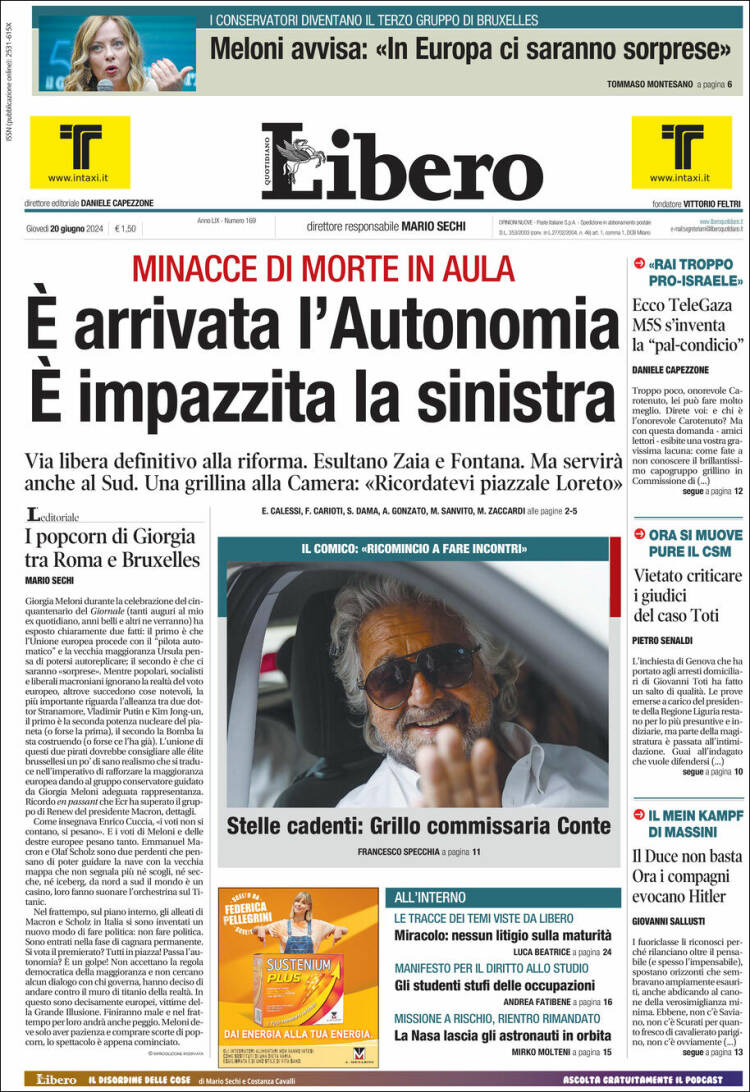 Portada de Libero (Italia)