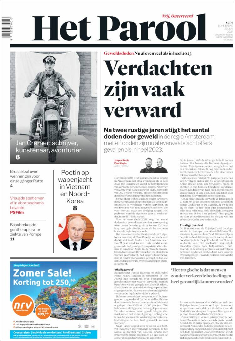 Portada de Het Parool (Pa&iacute;ses Bajos)
