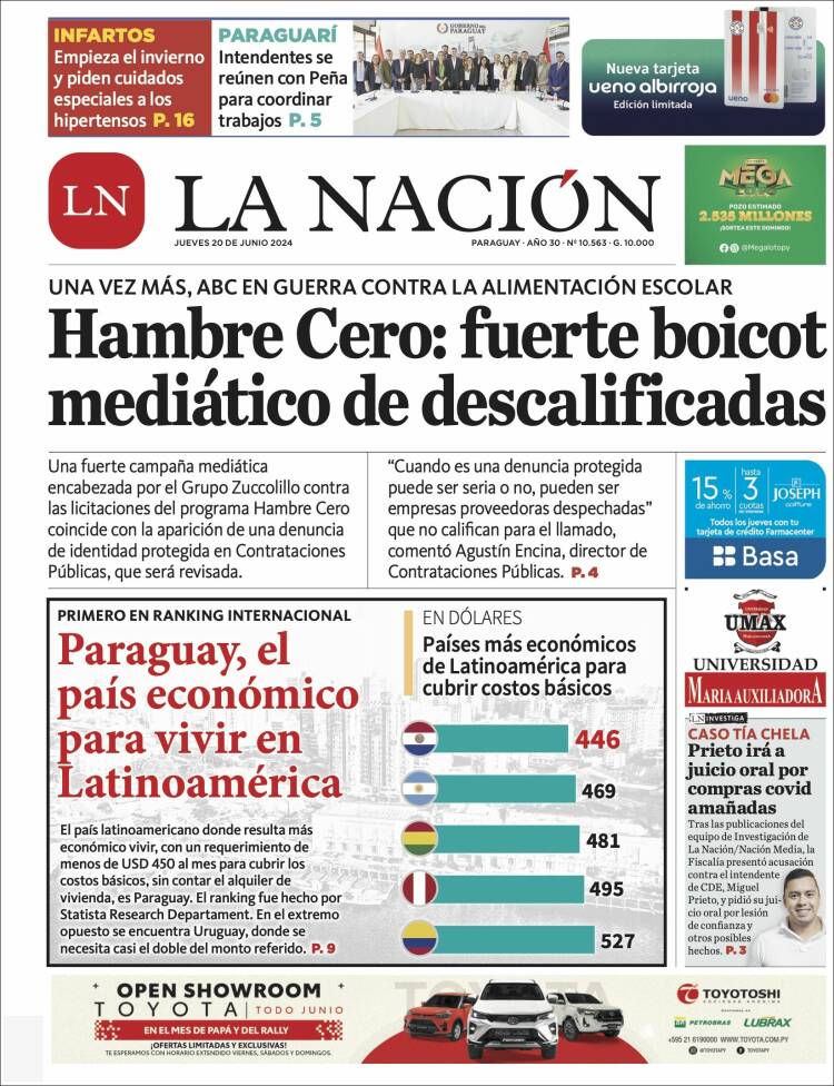 Portada de La Nación (Paraguay)