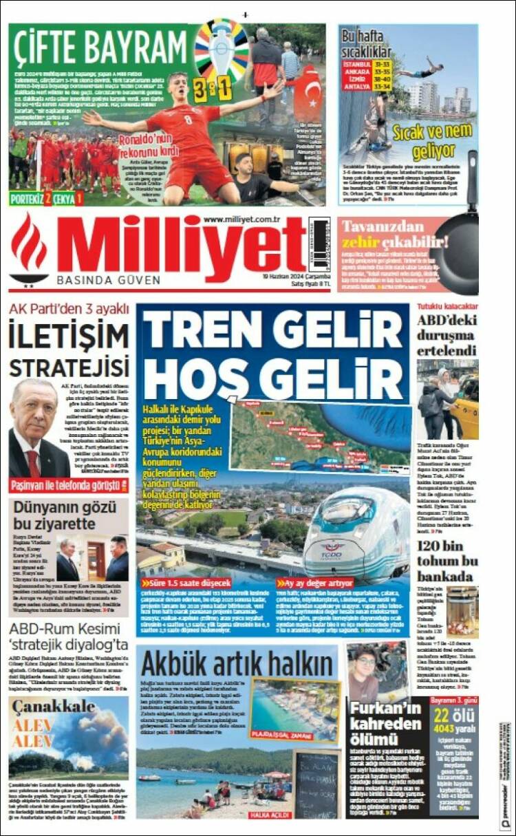 Portada de Milliyet (Turqu&iacute;a)