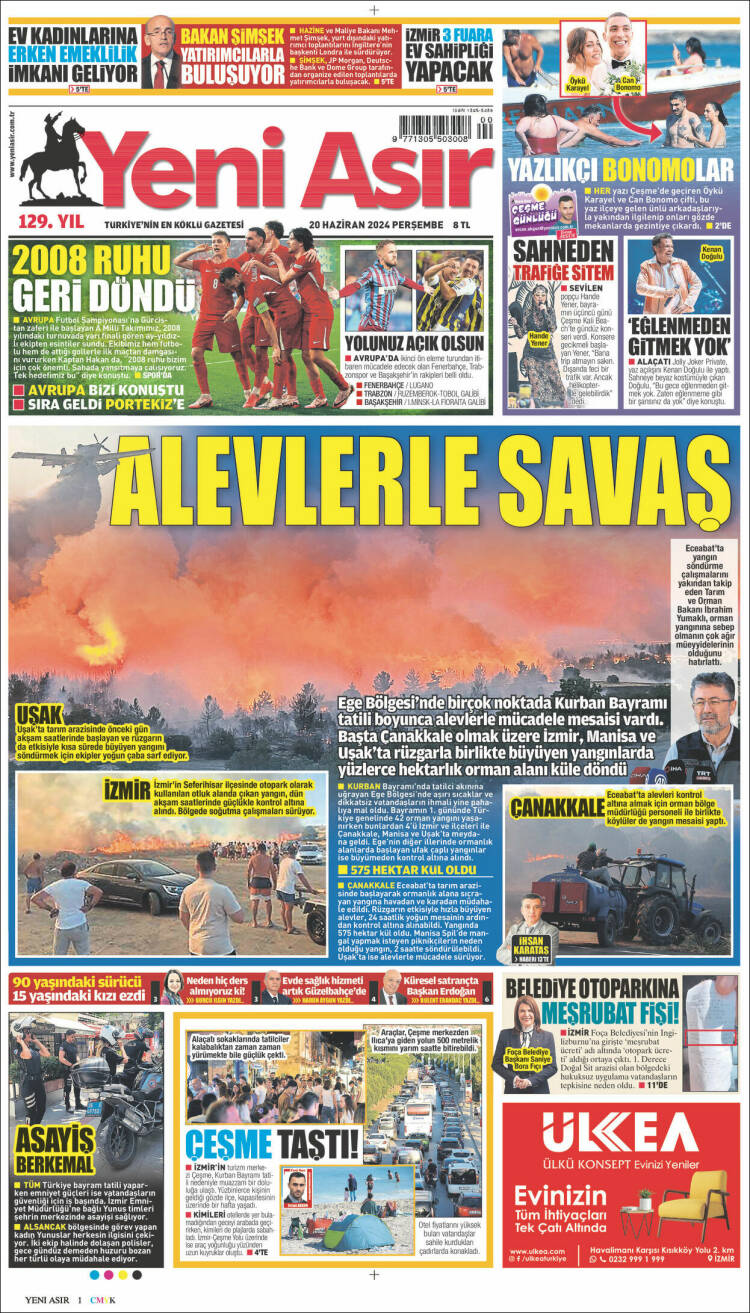 Portada de Yeni Asır (Turqu&iacute;a)