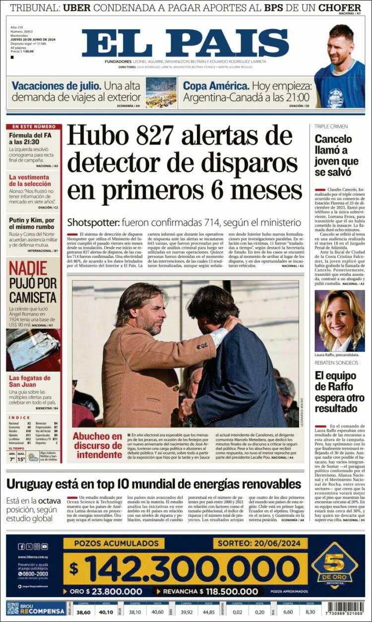 Portada de El País (Uruguay)