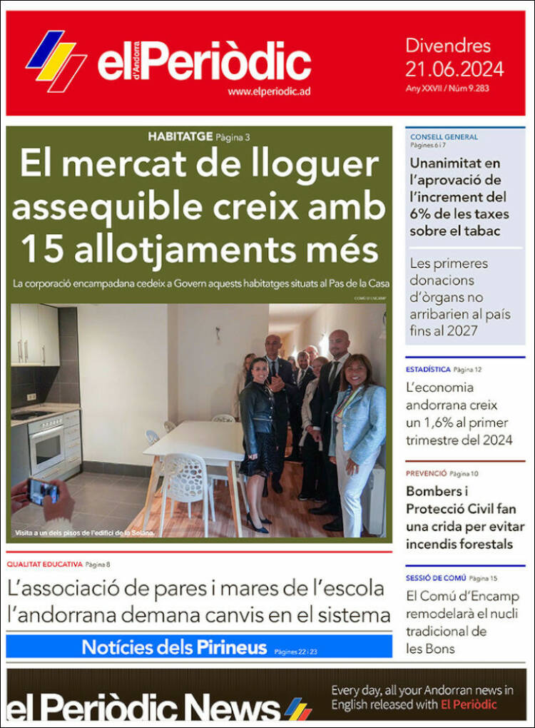 Portada de El Periòdic d'Andorra (Andorra)