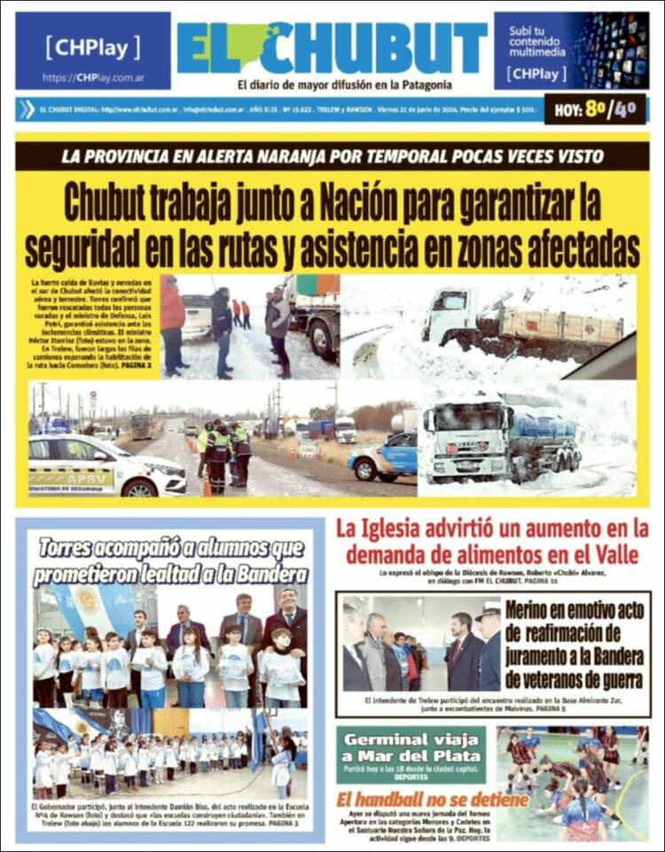 Portada de El Chubut (Argentina)