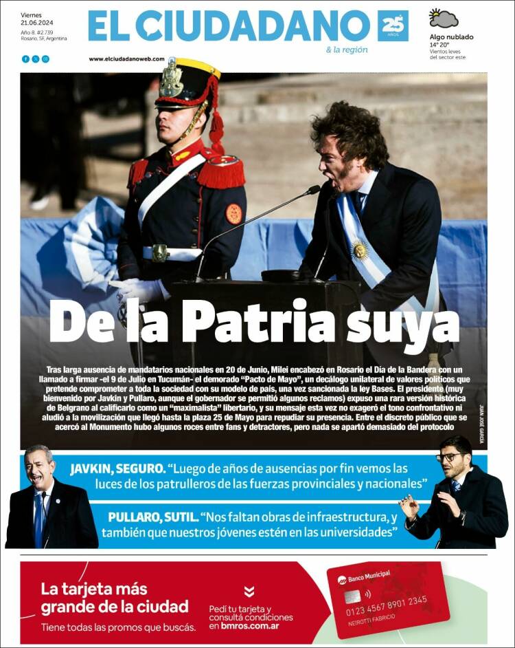 Portada de Diario El Ciudadano (Argentina)