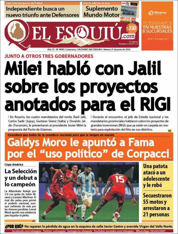 Portada de El Esquiu (Argentina)