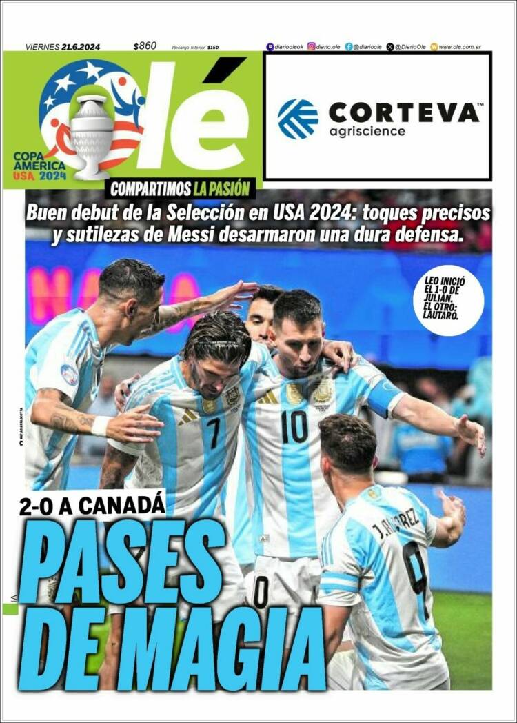 Portada de Olé (Argentina)
