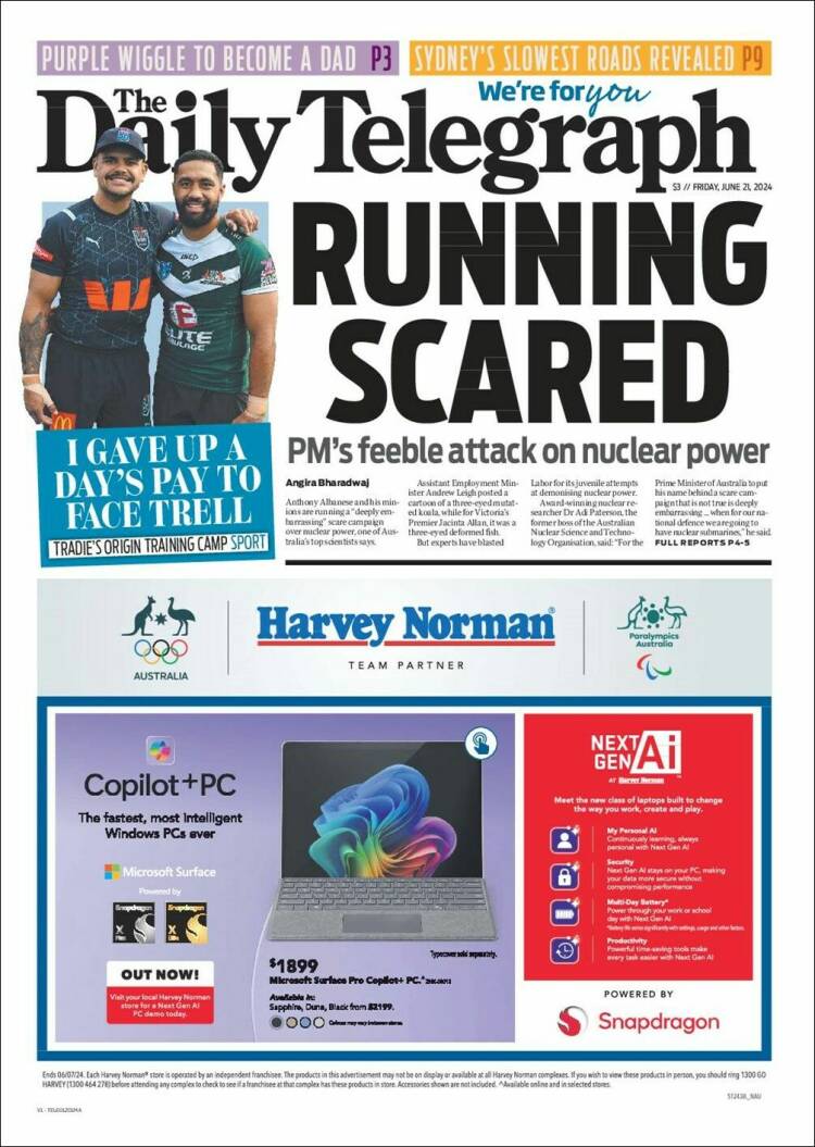 Portada de The Daily Telegraph (Australia)