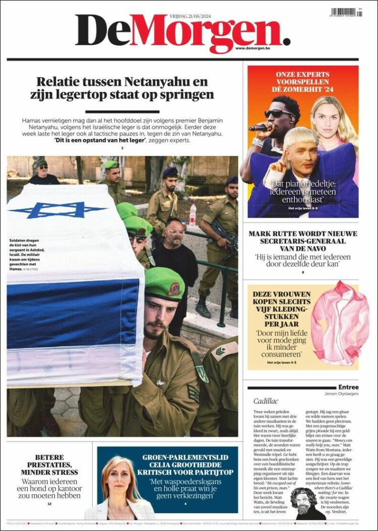 Portada de De Morgen (B&eacute;lgica)