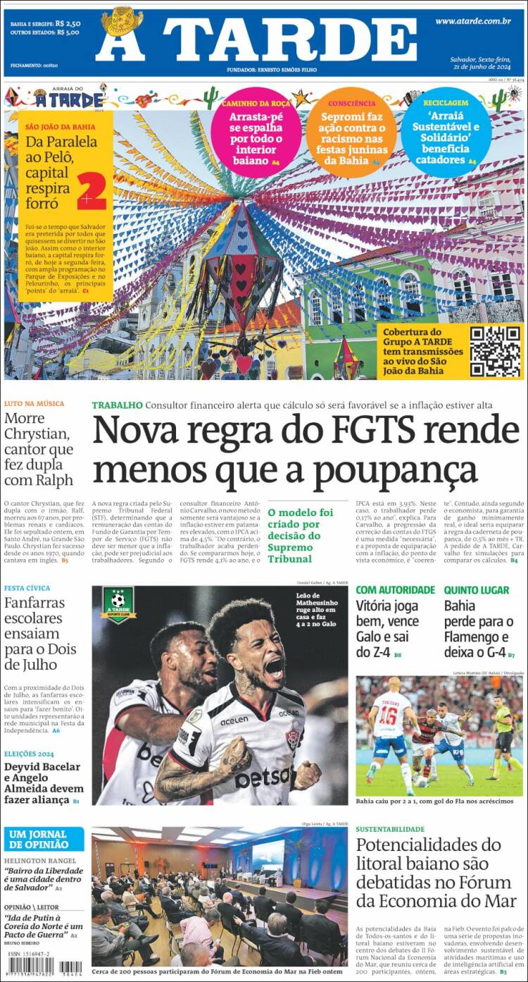 Portada de Diário A Tarde (Brasil)