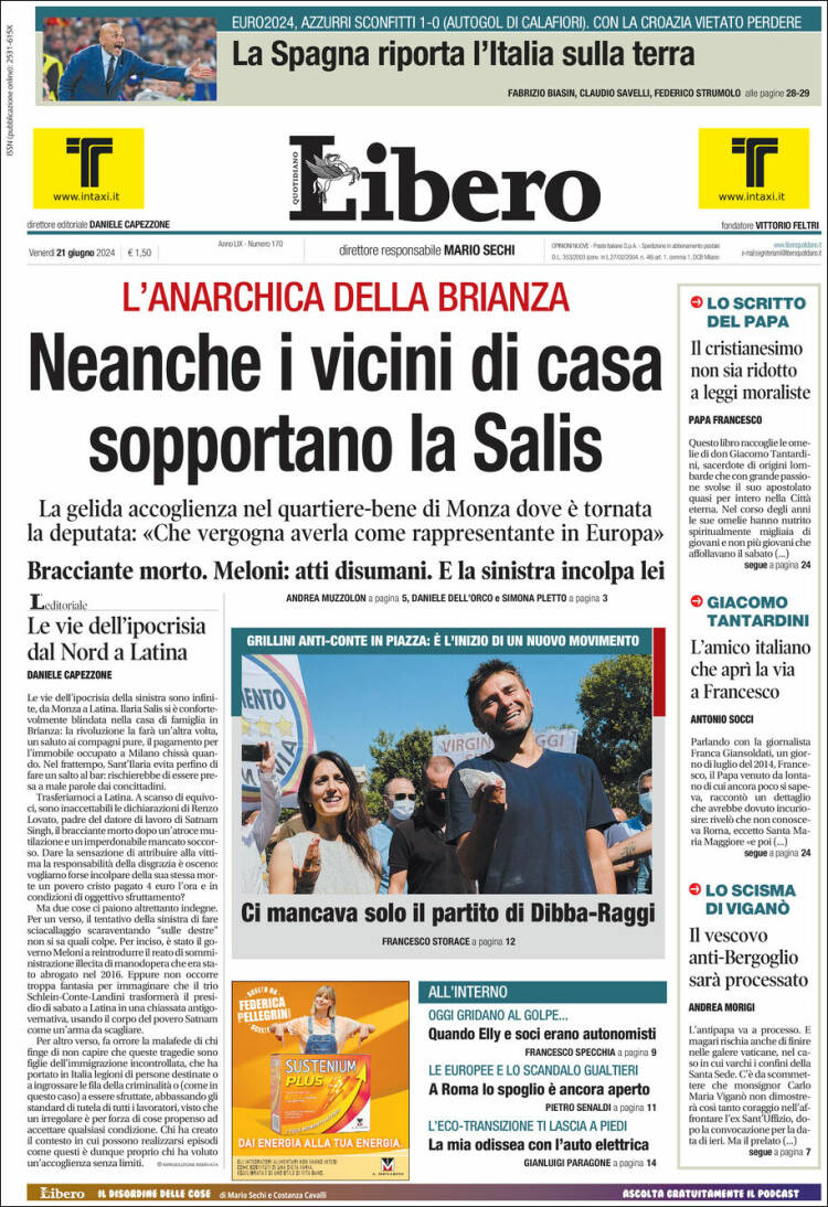 Portada de Libero (Italia)