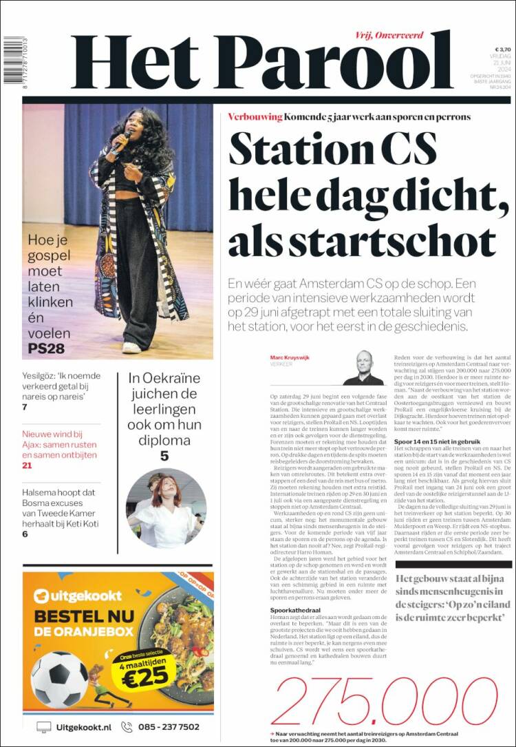 Portada de Het Parool (Pa&iacute;ses Bajos)