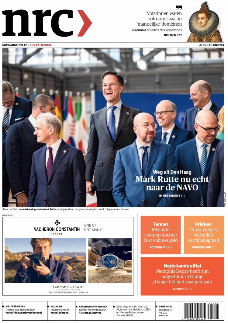 Portada de NRC Handelsblad (Pa&iacute;ses Bajos)
