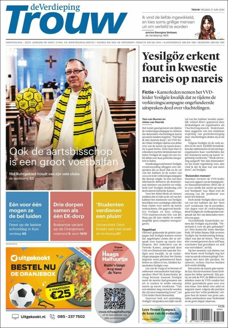 Portada de Trouw (Pa&iacute;ses Bajos)