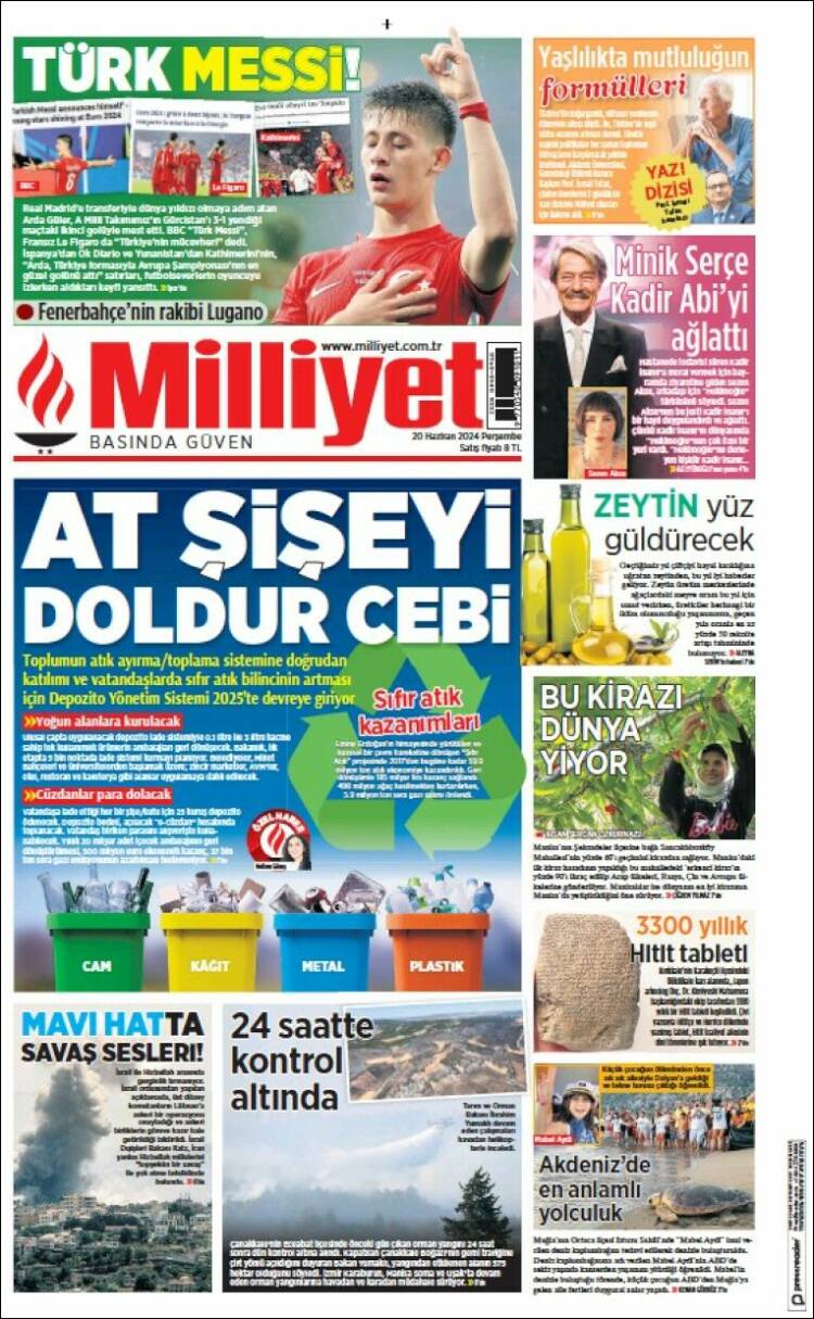 Portada de Milliyet (Turqu&iacute;a)