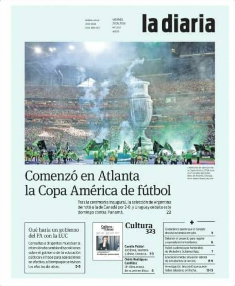 Portada de La Diaria (Uruguay)