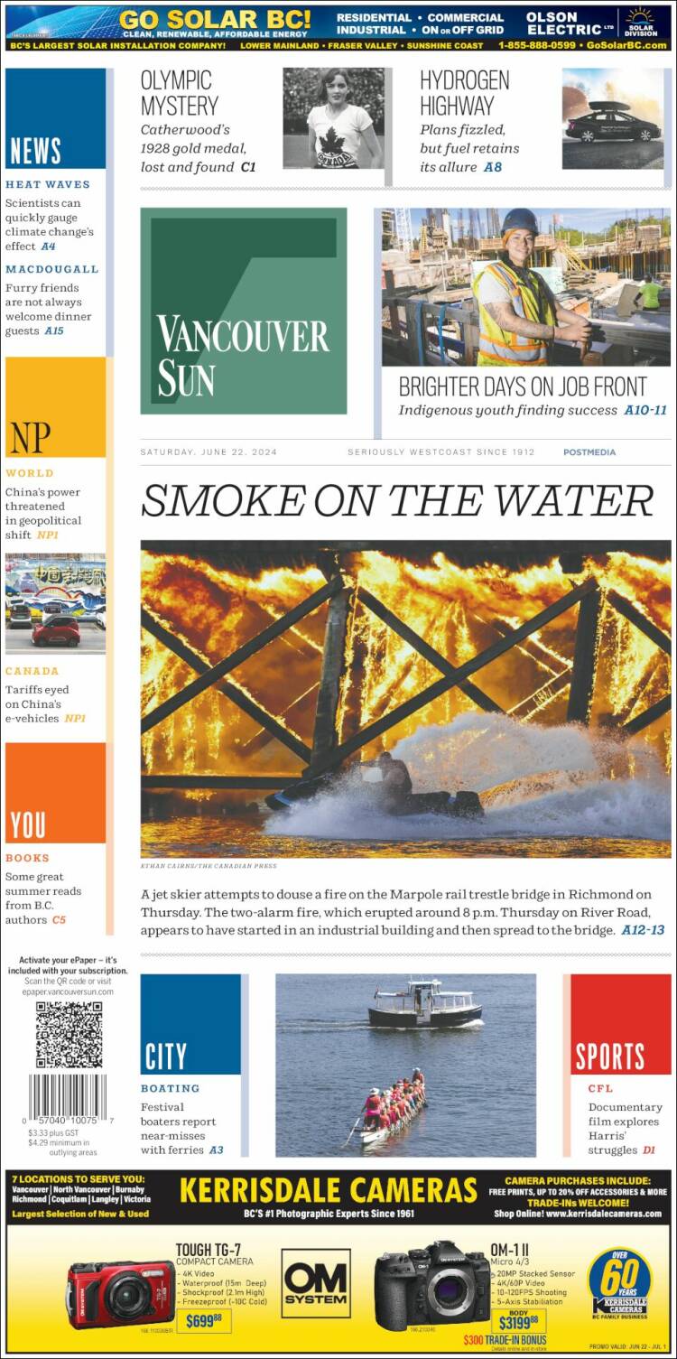 Portada de The Vancouver Sun (Canadá)