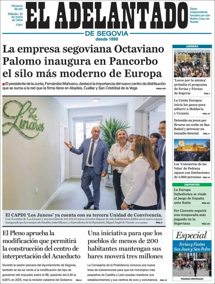 Portada de El Adelantado de Segovia (España)