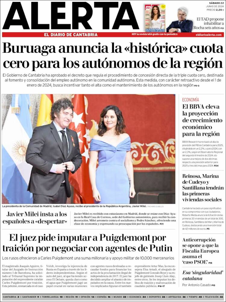 Portada de Alerta - El Diario de Cantabria (España)