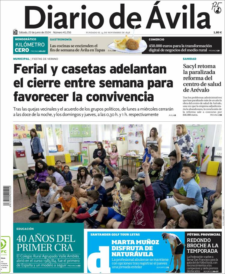 Portada de Diario de Ávila (España)
