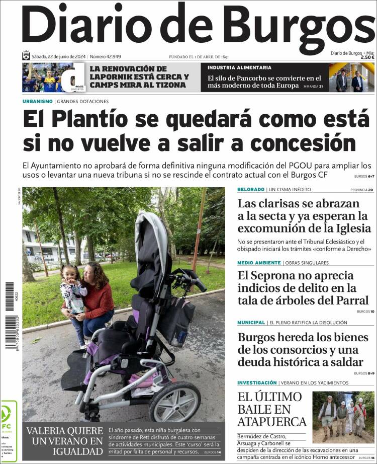 Portada de Diario de Burgos (España)