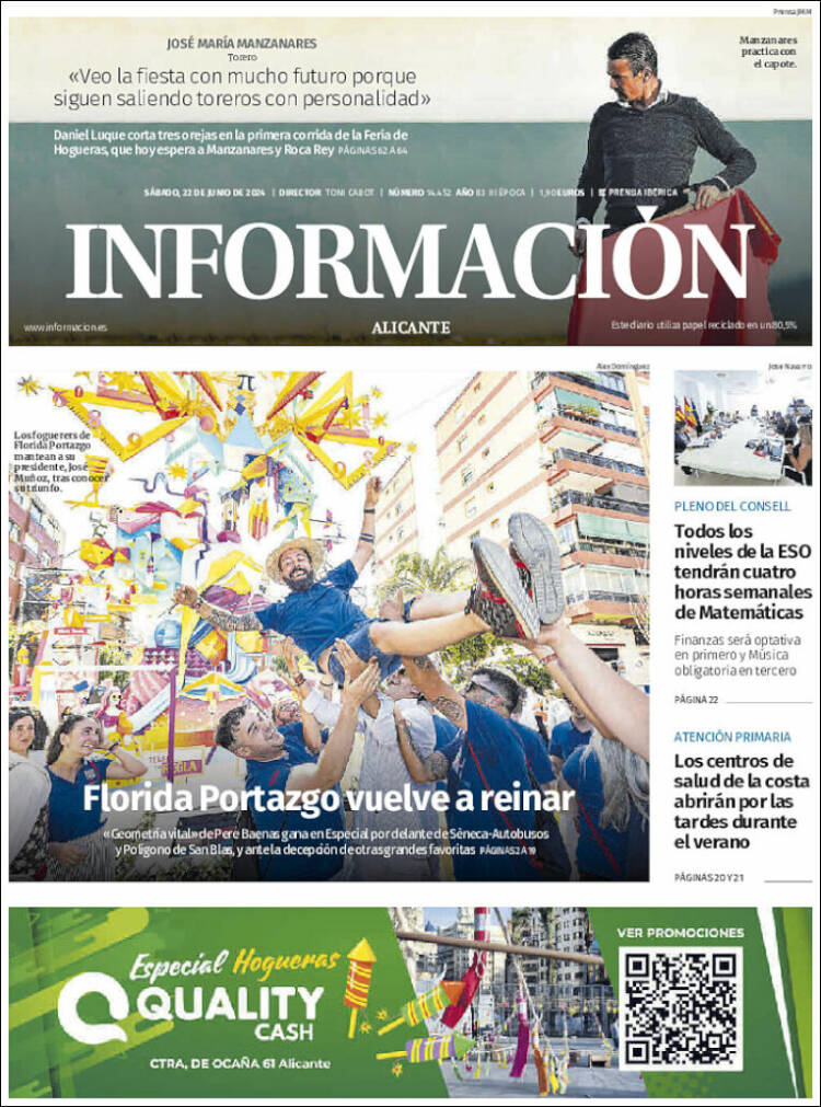 Portada de Diario Información (España)