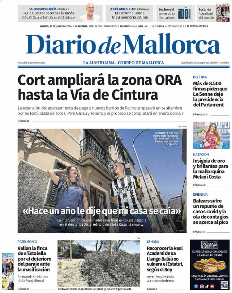 Portada de Diario de Mallorca (España)