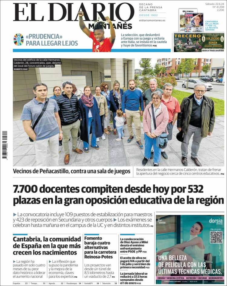 Portada de El Diario Montañés (España)
