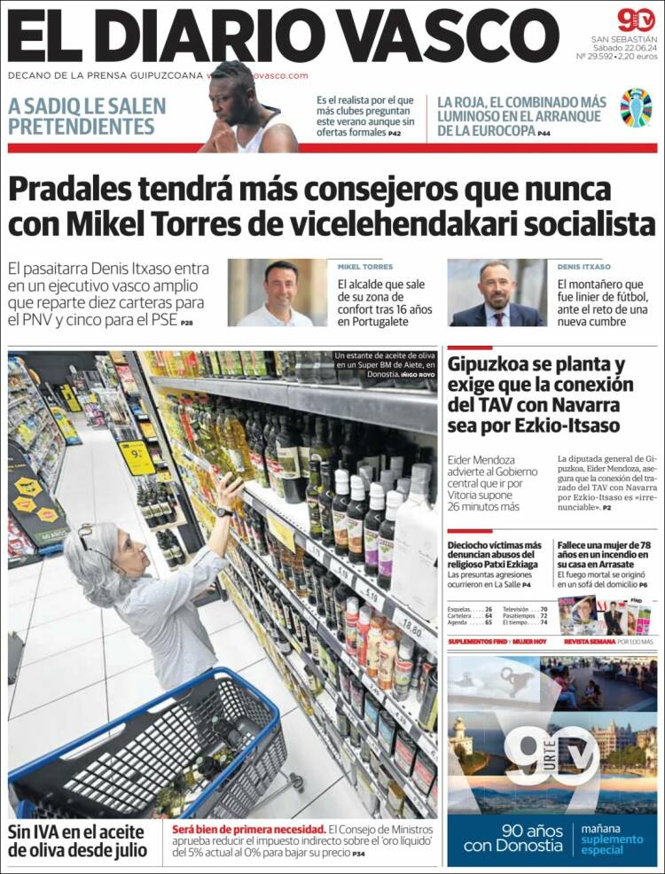 Portada de Diario Vasco (España)