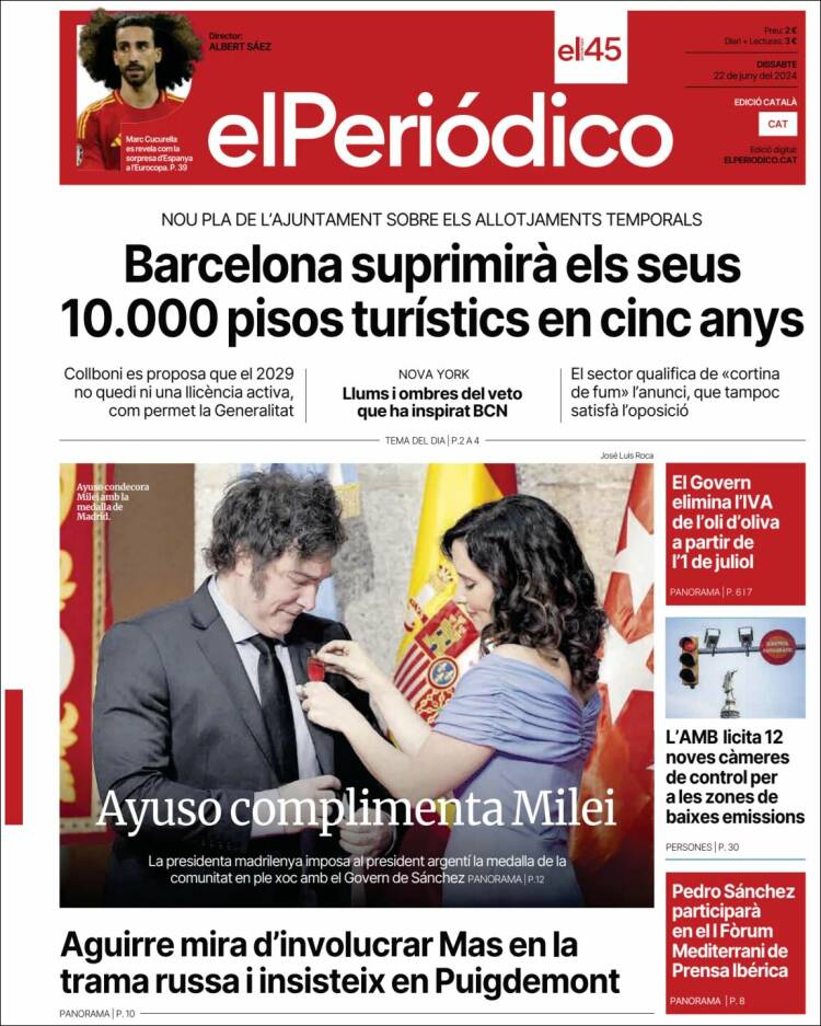 Portada de El Periódico de Catalunya (España)