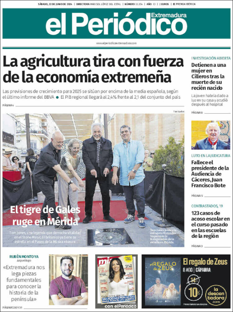 Portada de El Periódico de Extremadura (España)