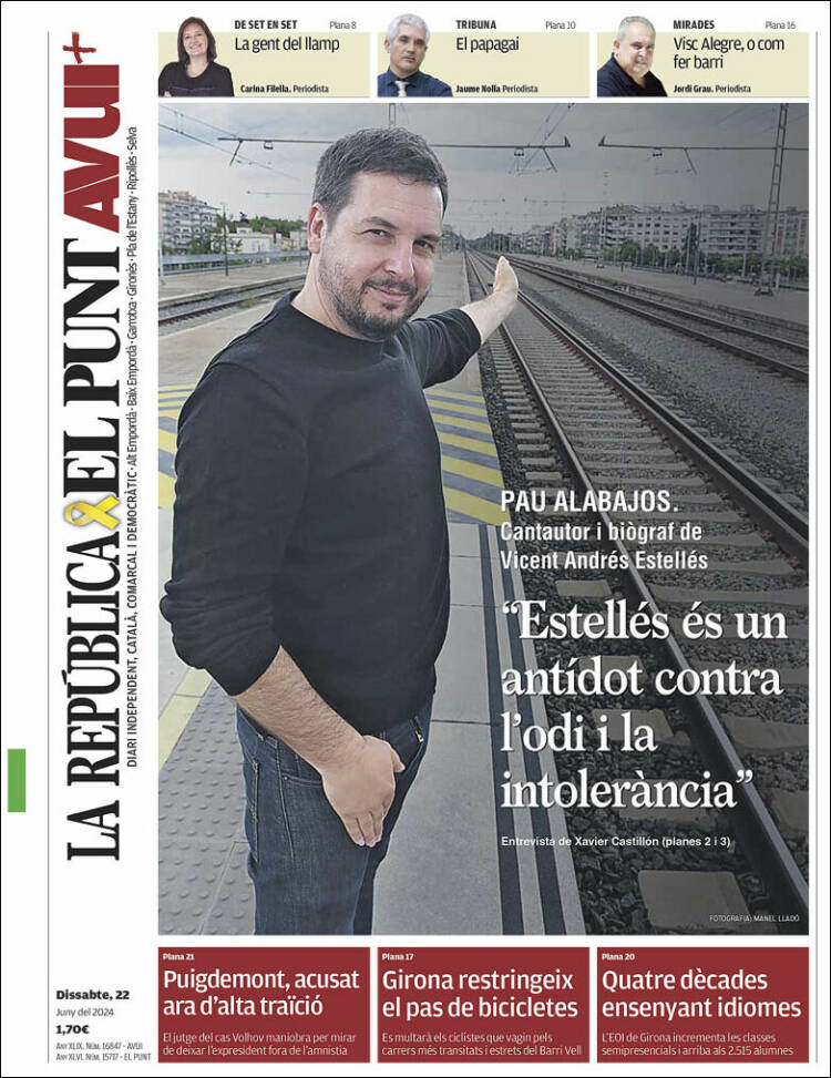 Portada de El Punt Avui - Girona (España)