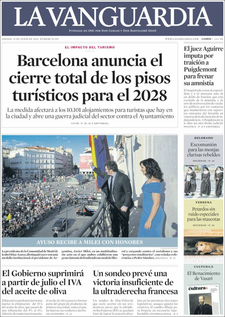 Portada de La Vanguardia (España)