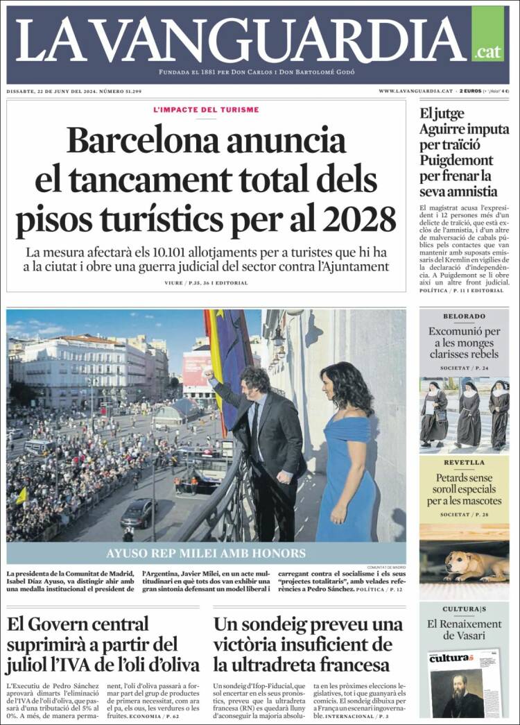 Portada de La Vanguardia (España)