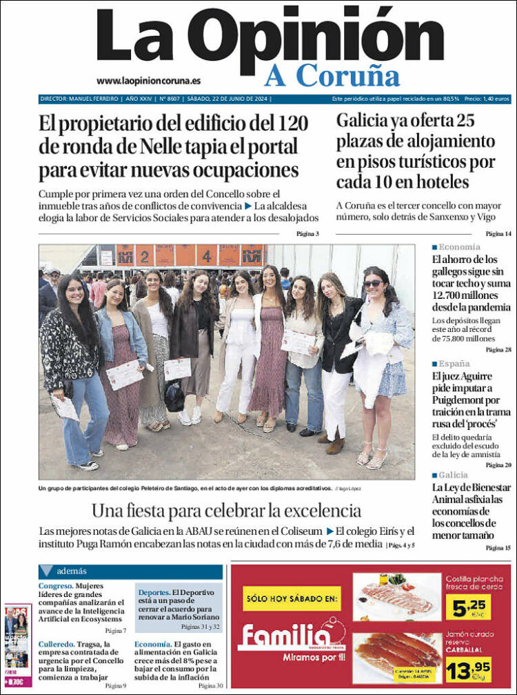 Portada de La Opinión de A Coruña (España)