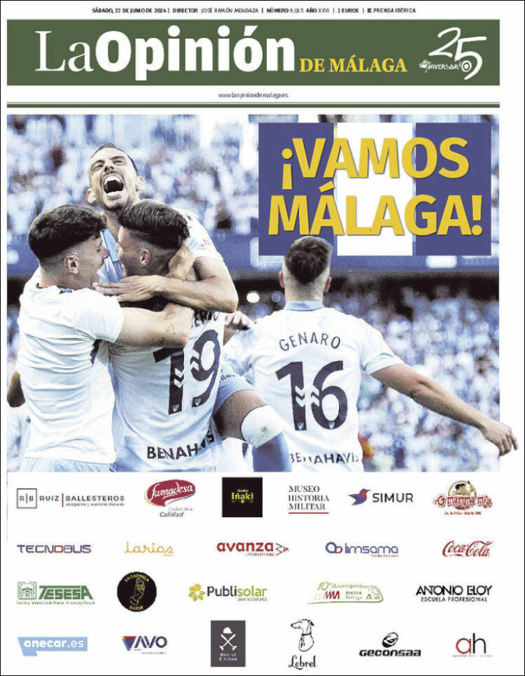 Portada de La Opinión de Málaga (España)