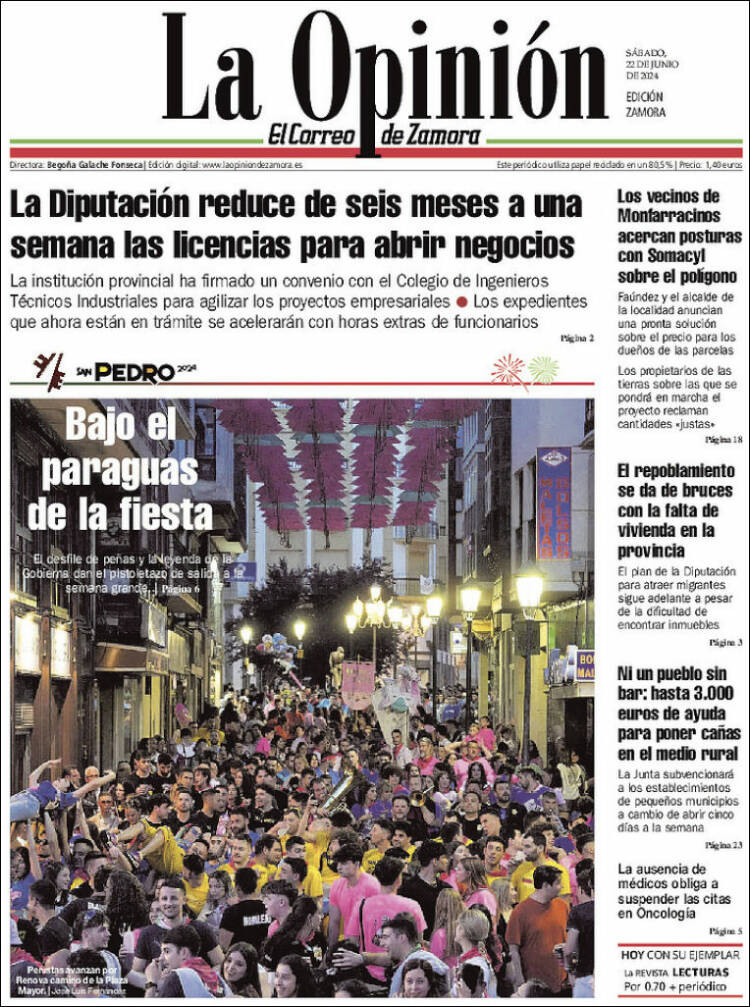 Portada de La Opinión - El Correo de Zamora (España)