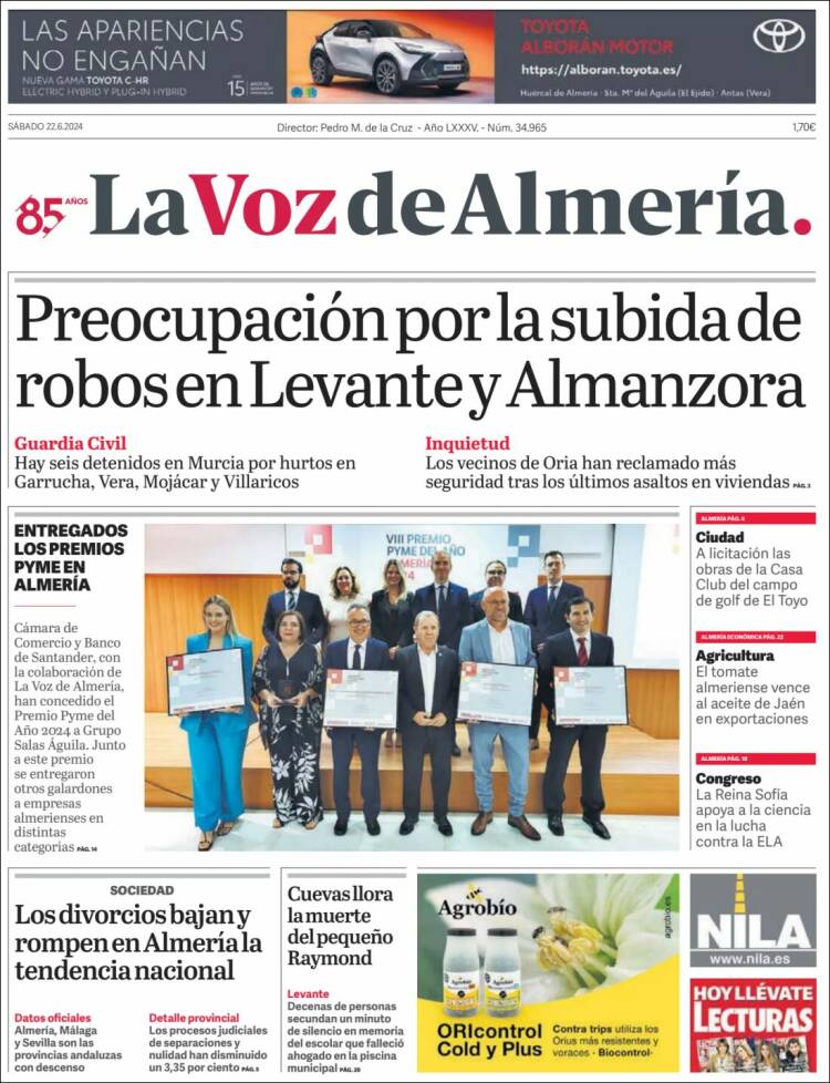 Portada de La Voz de Almería (España)