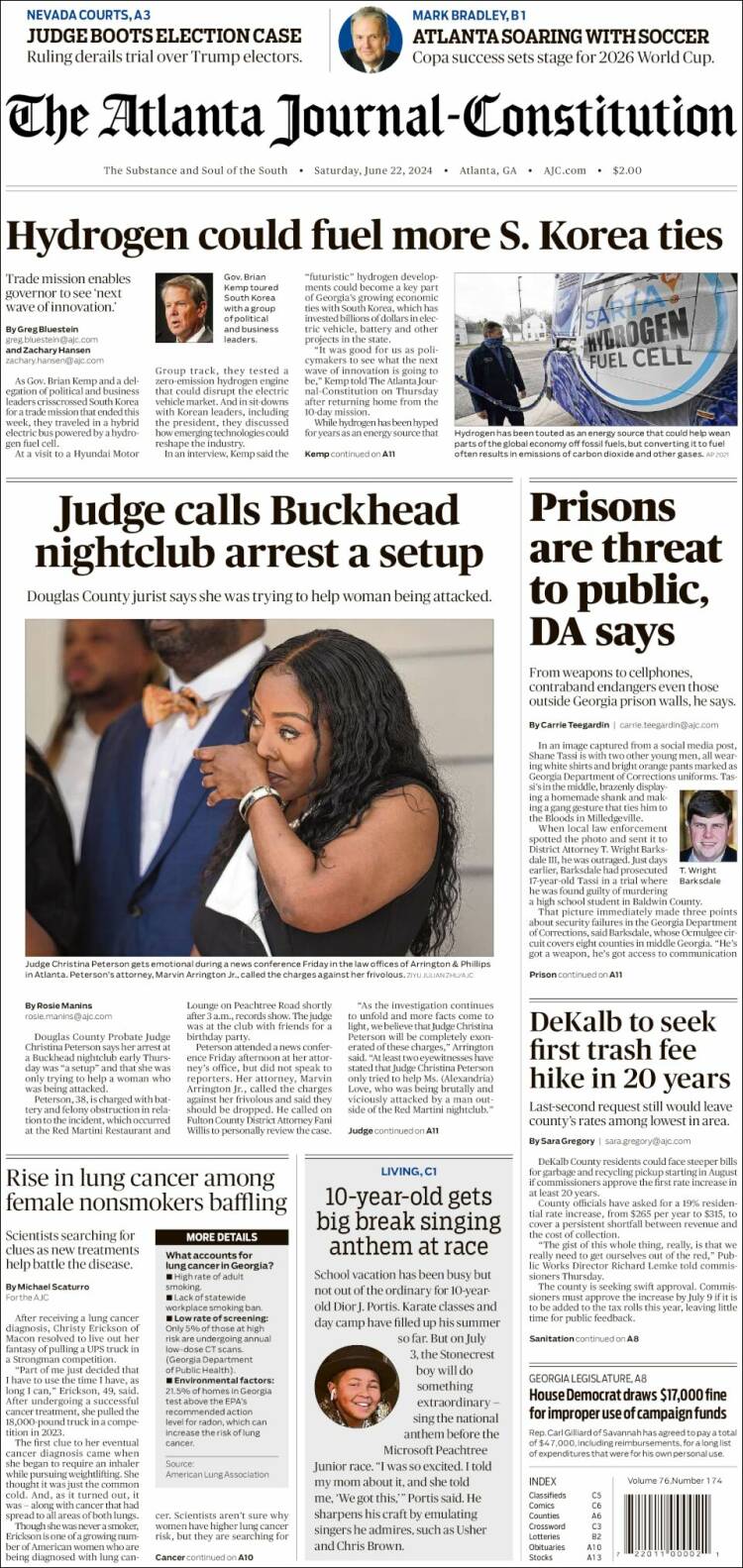 Portada de The Atlanta Journal-Constitution (USA)