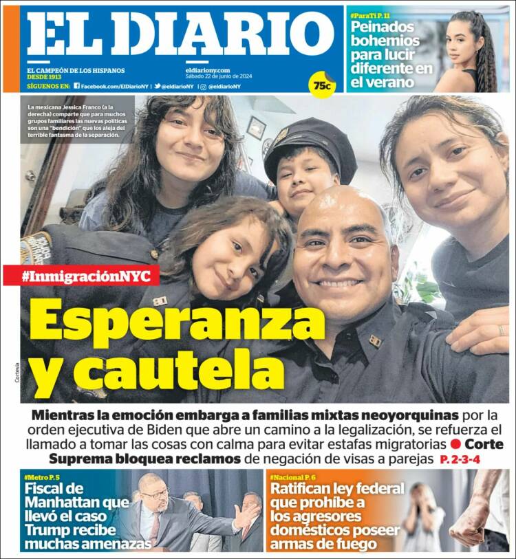 Portada de El Diario NY (USA)