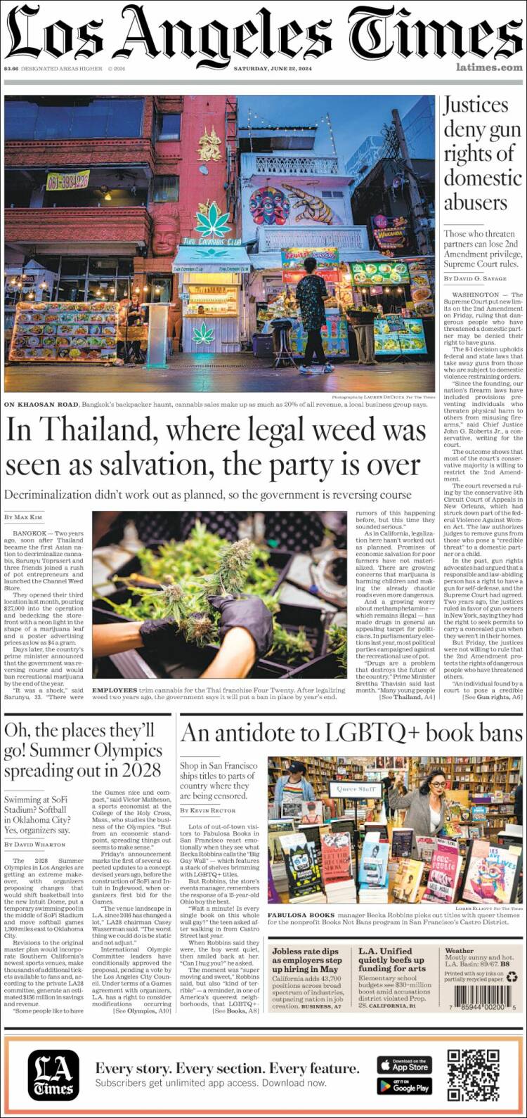 Portada de Los Angeles Times (USA)