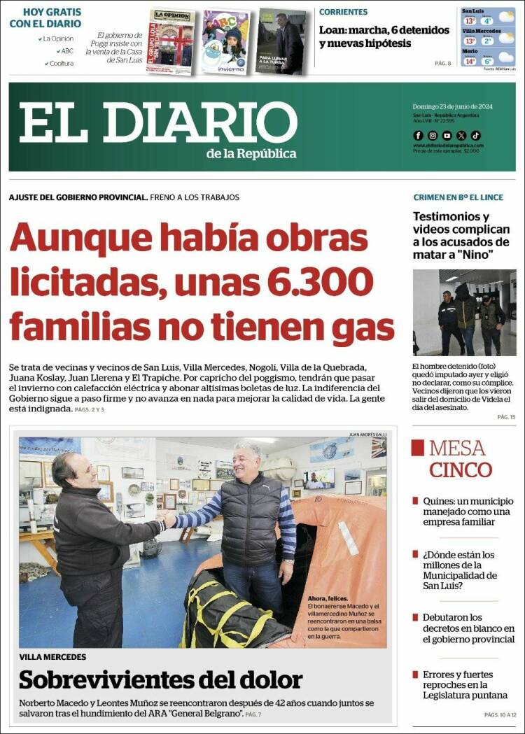 Portada de Diario de la República (Argentina)