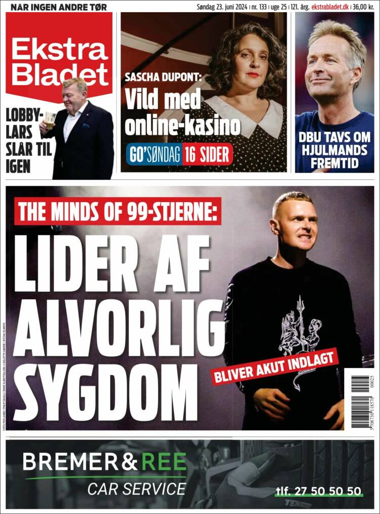 Portada de Ekstra Bladet (Dinamarca)