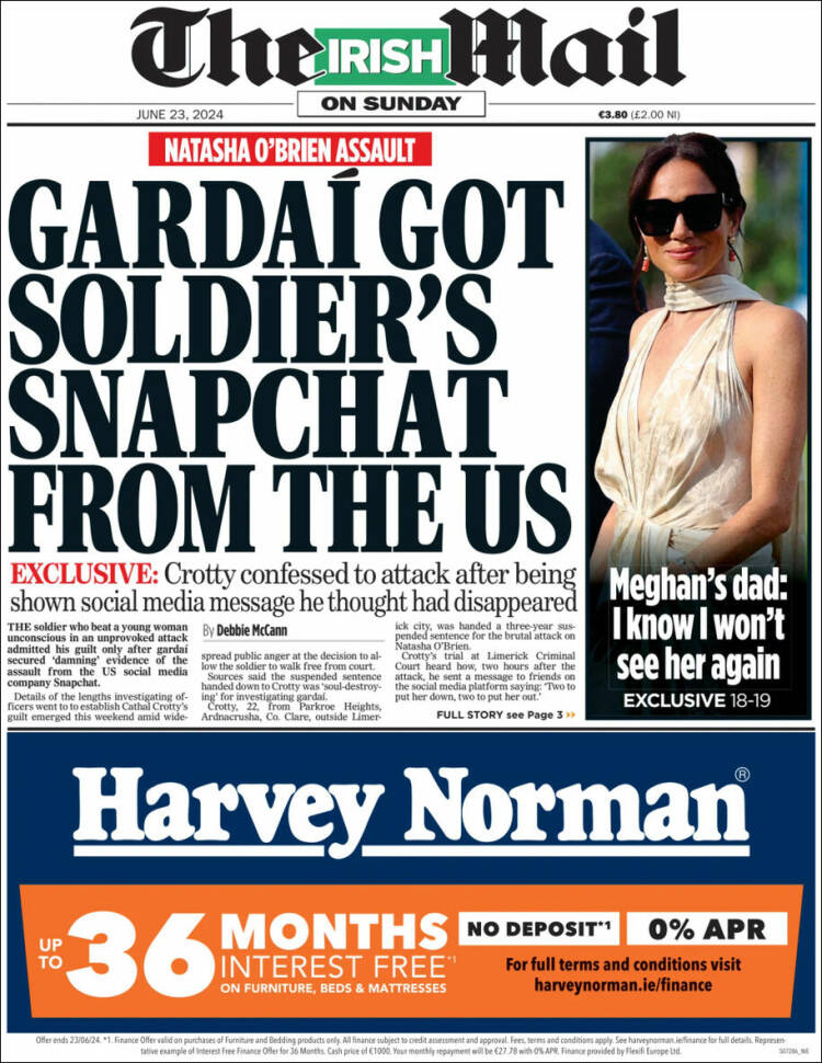 Portada de Irish Daily Mail (Irlanda)
